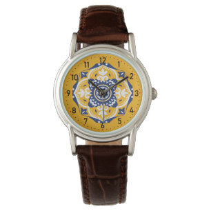 Reloj De Pulsera 💛 💙 🤍 Hermosos Azulejos azules y amarillos