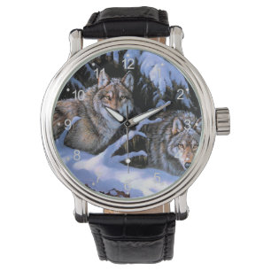 Reloj De Pulsera Hermosos cuadros de dos lobos