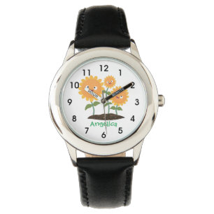 Reloj De Pulsera Hermosos girasoles alegres sonrientes ilustracion 