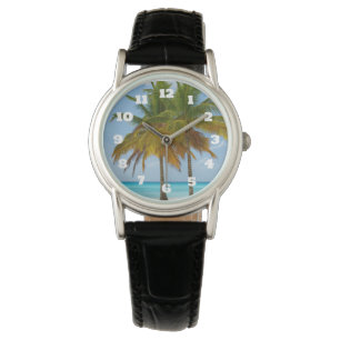 Reloj De Pulsera Hermosos palmeros en una playa tropical