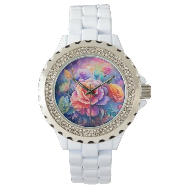 Reloj De Pulsera Hermosos Rosas coloridos (Anverso)