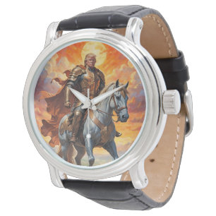 Reloj De Pulsera Heroico guerrero Trump en armería dorada