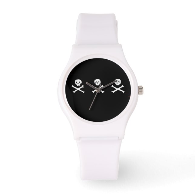 RELOJ DE PULSERA HERRAMIENTAS Y HUESOS CRUZADOS BANDERA PIRATA BLAN (Anverso)