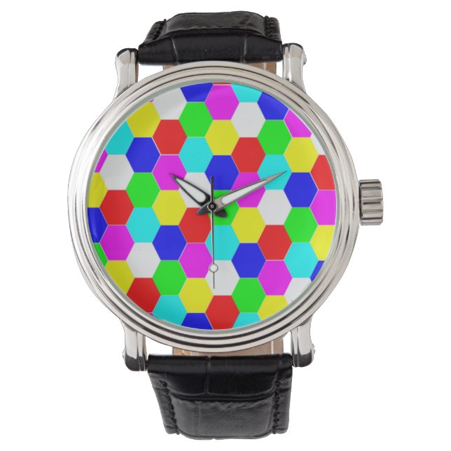 RELOJ DE PULSERA HEXAGONES COLORIDOS (Anverso)