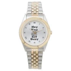 Reloj De Pulsera Hey You Get Busy Dedo de Plata