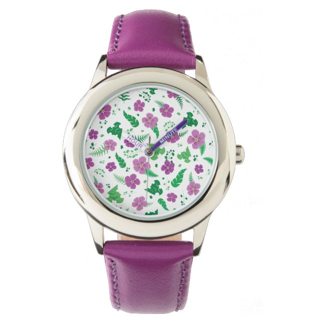 Reloj De Pulsera Hibiscus púrpura (Anverso)