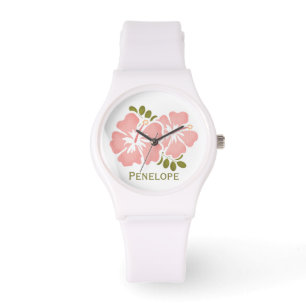 Reloj De Pulsera Hibiscus rosado personalizado