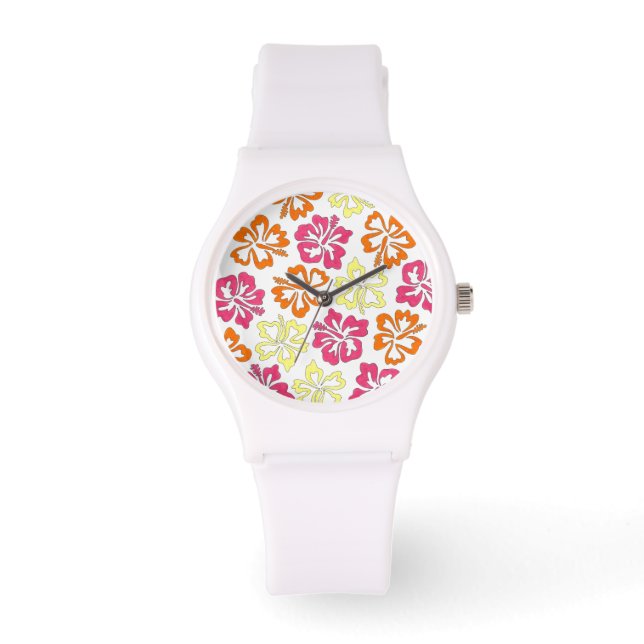 Reloj De Pulsera Hibiscus Tropical Hawai Floral Watch (Anverso)
