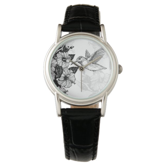 Reloj De Pulsera Hibiscus y colibrí (Anverso)
