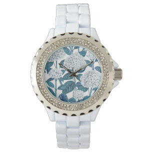 Reloj De Pulsera Hidrangea blanca acuarela
