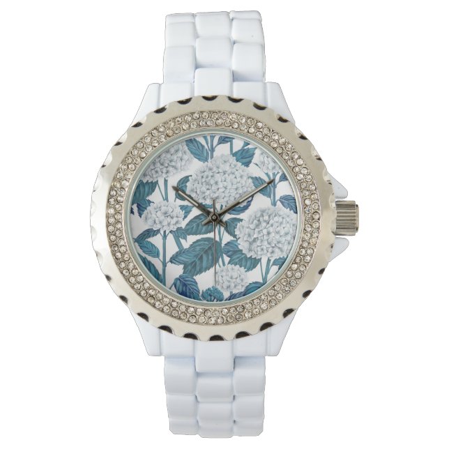 Reloj De Pulsera Hidrangea blanca acuarela (Anverso)