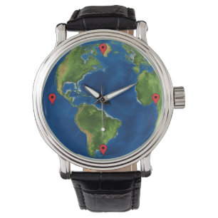 Reloj De Pulsera Hidrocolor Tierra geografía divertida ilusión 3D