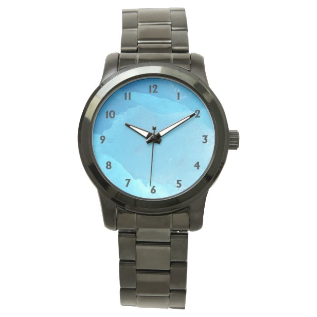 Reloj De Pulsera Hielo azul con números negros (Anverso)