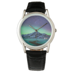 Reloj De Pulsera Hielo y nieve Aurora Borealis Vía Láctea Islandi