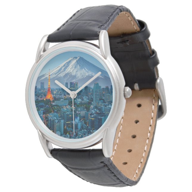 Reloj De Pulsera Hielo y nieve | Línea Skyline Mt. Fuji y Tokio (Angular)