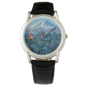 Reloj De Pulsera Hielo y nieve   Línea Skyline Mt. Fuji y Tokio