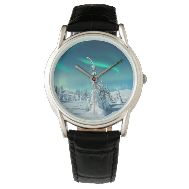 Reloj De Pulsera Hielo y nieve | Luces boreales, Laponia, Finlandia (Anverso)