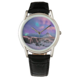 Reloj De Pulsera Hielo y nieve Luces boreales, Montaña Kirkjufall