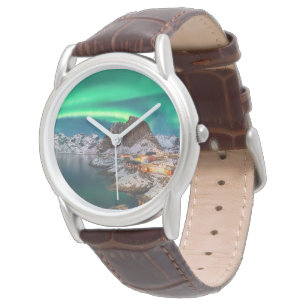 Reloj De Pulsera Hielo y nieve Luces boreales, Noruega