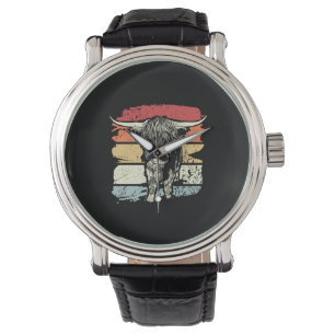 Reloj De Pulsera Highland Cow Highland Cows Retro