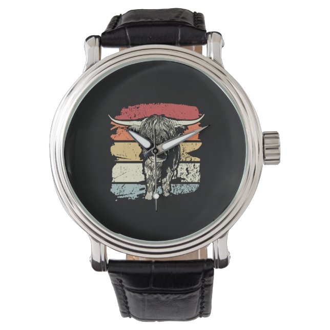 Reloj De Pulsera Highland Cow Highland Cows Retro (Anverso)
