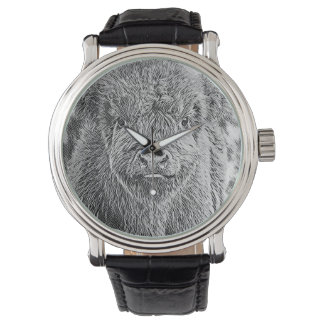 Reloj De Pulsera Highland Cow Woodcut Watch
