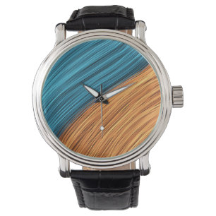Reloj De Pulsera Hilos de luz neón vibrante de azul y naranja
