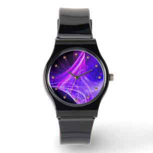RELOJ DE PULSERA HINCHAS FRACTALES EN AZUL ROJO PURPLE