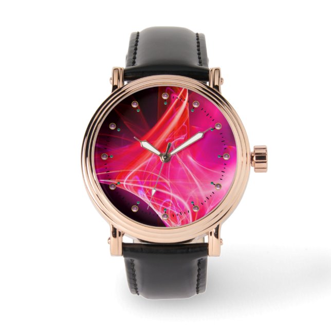 Reloj De Pulsera HINCHAS FRACTALES EN FÚchsia rosa PURPLE (Anverso)