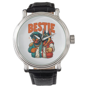 Reloj De Pulsera Hip Hop Dog Besties Shirt para camiseta de amigos