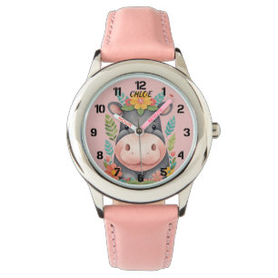 Reloj De Pulsera Hipopótamo Cute Floral Niños
