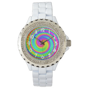 Reloj De Pulsera Hippie retro del teñido anudado psicodélico
