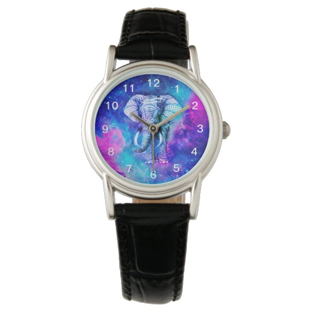 Reloj De Pulsera Hipster Elephant Nebula Space (Anverso)