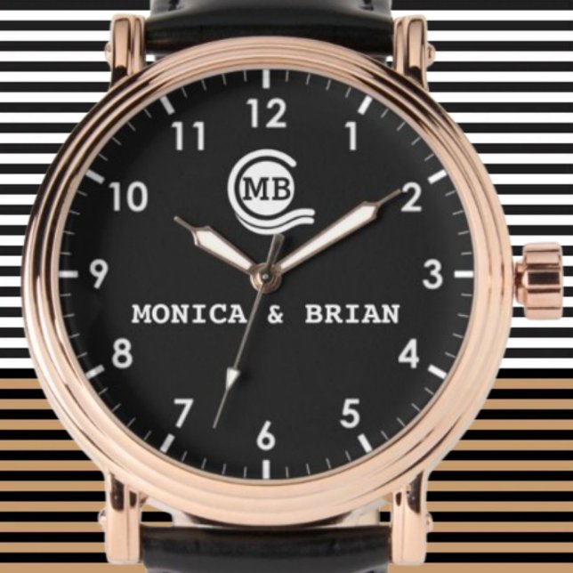 Reloj De Pulsera His and Her Couple names monogram initials Romanti (Subido por el creador)