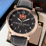 Reloj De Pulsera His & her name initials monogram couple<br><div class="desc">Personalized watch with the names of the bride and groom or the couple in love. This watch can be customized by changing the text with the name of the loved one or the wedding date. It can be an ideal gift for newlyweds or for silver or golden wedding anniversaries. Monogram...</div>