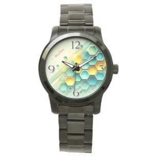 Reloj De Pulsera HiveTime Personalizable Hexagon Design Watch