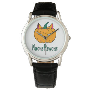 Reloj De Pulsera Hocucus pawcus Halloween calabaza ginger cat magia