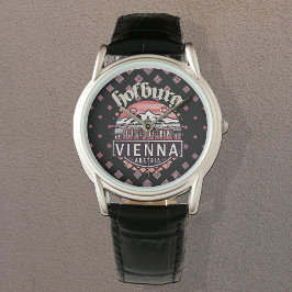 Reloj De Pulsera Hofburg en los Círculos Clásico de cuero negro