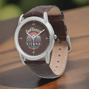 Reloj De Pulsera Hofburg en los círculos masculina el cuero marrón 