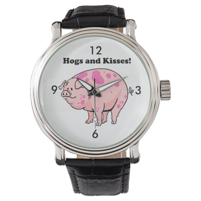 Reloj De Pulsera Hogares y besos Personalizado de cerdo aburrido (Anverso)