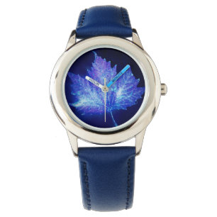 Reloj De Pulsera Hoja azul eléctrica del resplandor