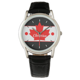 Reloj De Pulsera Hoja de arce canadiense (su nombre)