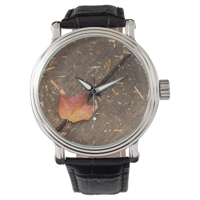 Reloj De Pulsera Hoja de arce única en otoño (Anverso)