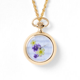 Reloj De Pulsera Hoja de flores moradas y amarillas