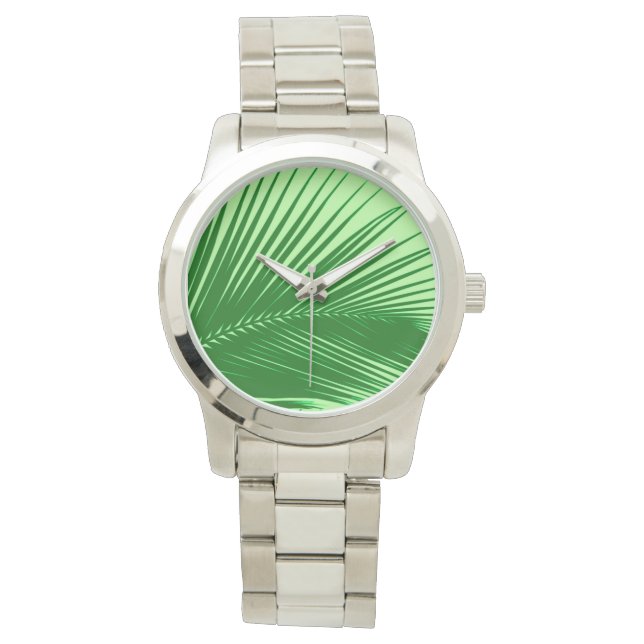 Reloj De Pulsera Hoja de palma - verde esmeralda y lima (Anverso)