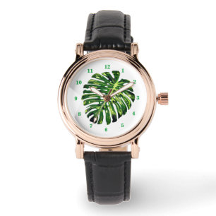 Reloj De Pulsera Hoja Tropical de Monstera