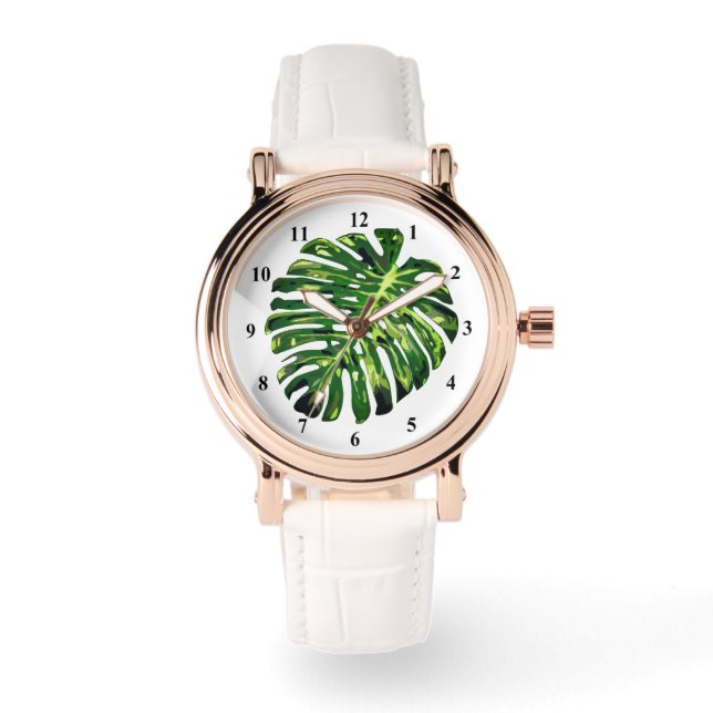 Reloj De Pulsera Hoja Tropical de Monstera Watch (Anverso)