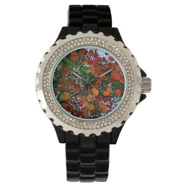 Reloj De Pulsera Hojas amarillas, verdes y naranjas (Anverso)