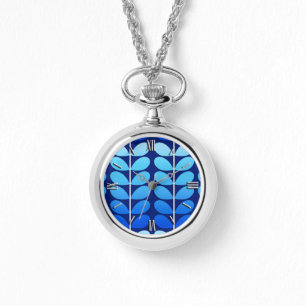 Reloj De Pulsera Hojas danesas de mediados de siglo, azul cobalto y