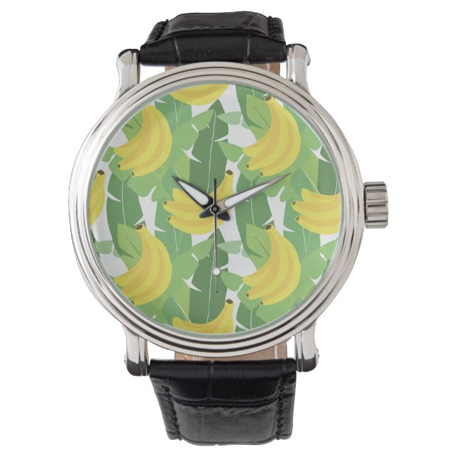 Reloj De Pulsera Hojas De Banano Y Patrón De Frutas (Anverso)